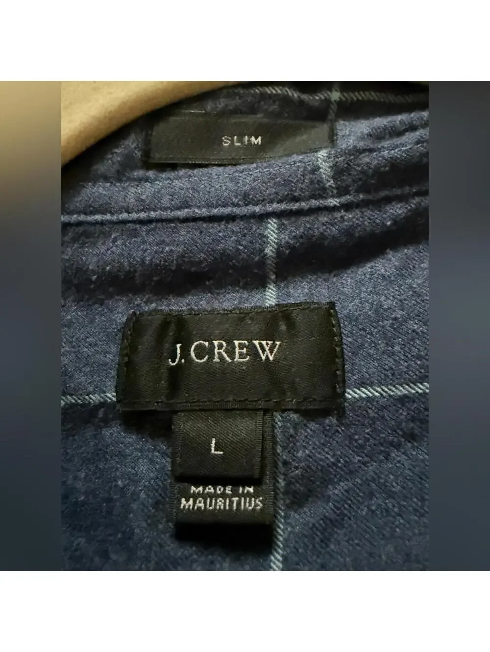 J. Crew SLIM FIT L navy check long sleeve button down shirt L